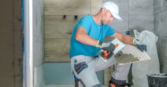 contractor working on bathroom remodel